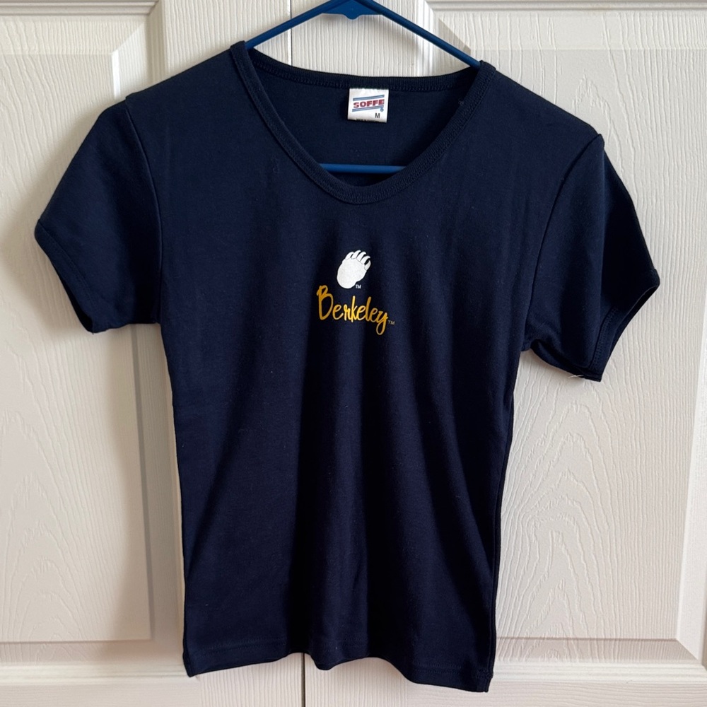 Women’s Navy Blue Crop Tee with Berkeley Design Size Medium